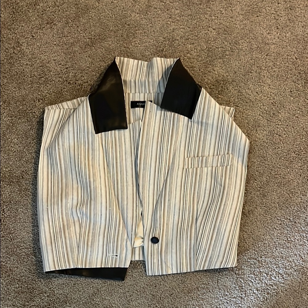 Aqua Striped Cropped Blazer